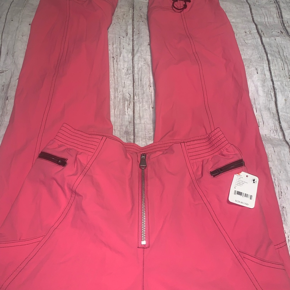 NWT! Free People cascade straight leg track active rose pink S - Picture 3 of 4